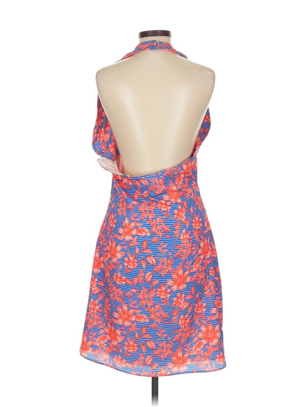 Belle Badgley Mischka "Delilah" Tropical Floral Cross-Over Halter Dress - Picture 4 of 11